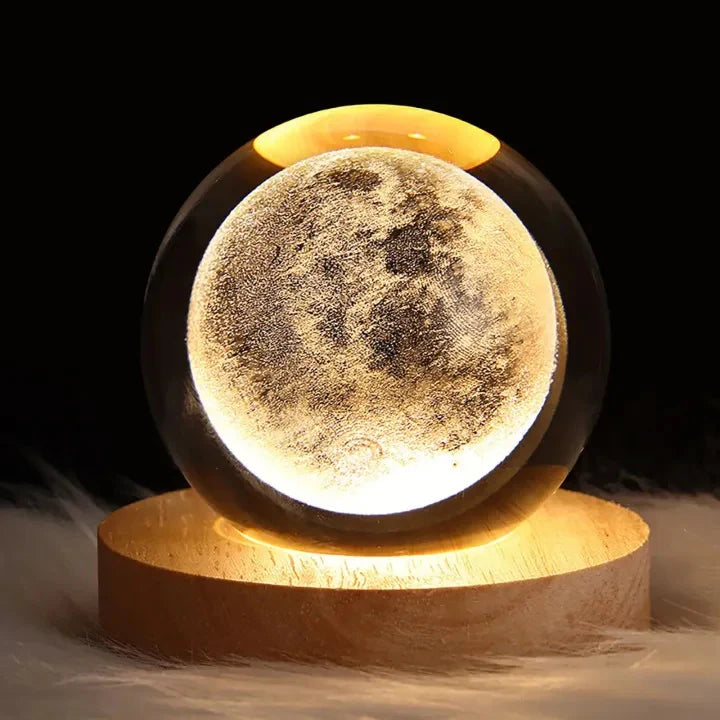 3D Crystal Ball Lamp with Golden Glow & USB Recharge