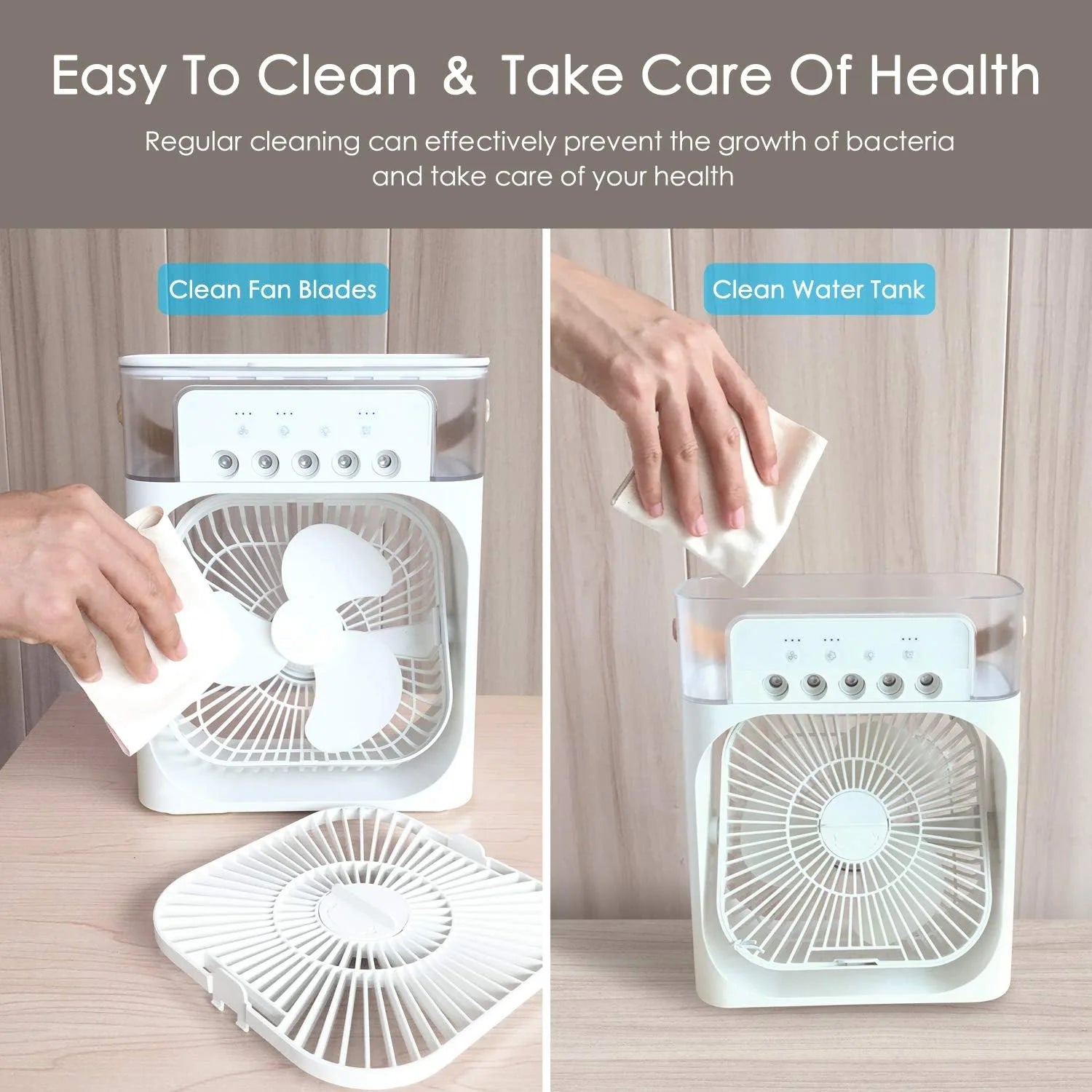 Next Nova Imported 10" Portable Air Cooler Fan – 3-in-1 Mini AC Desktop Humidifier 7-Color LED