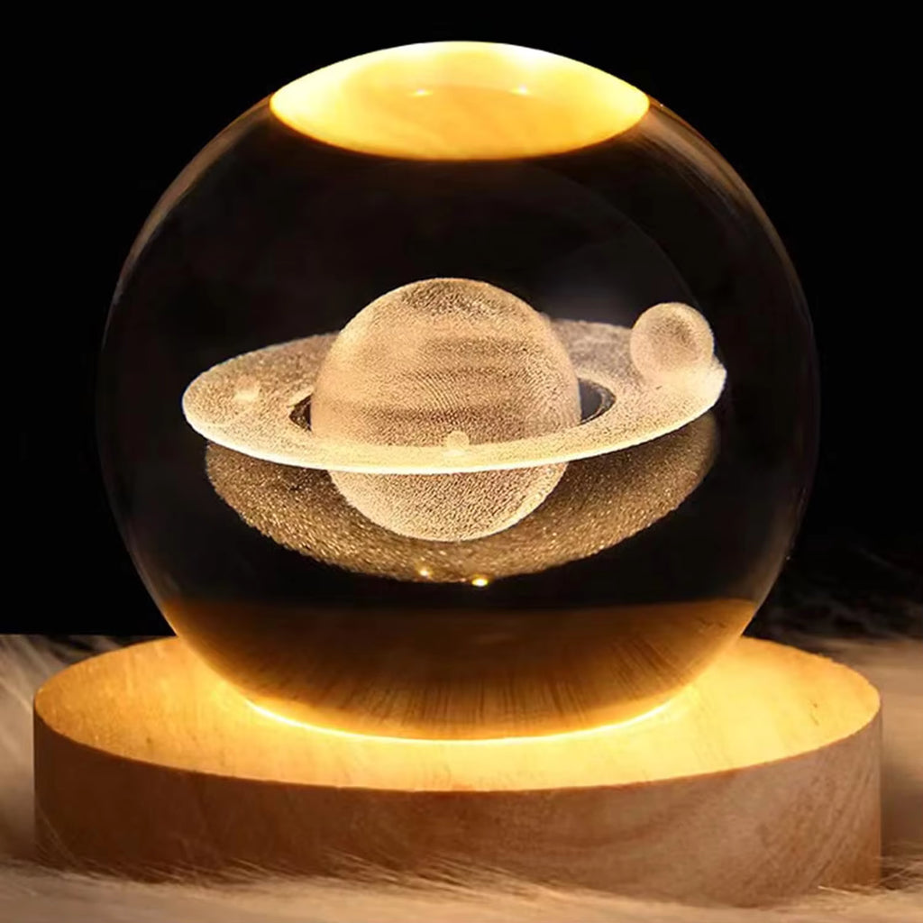 3D Crystal Ball Lamp with Golden Glow & USB Recharge