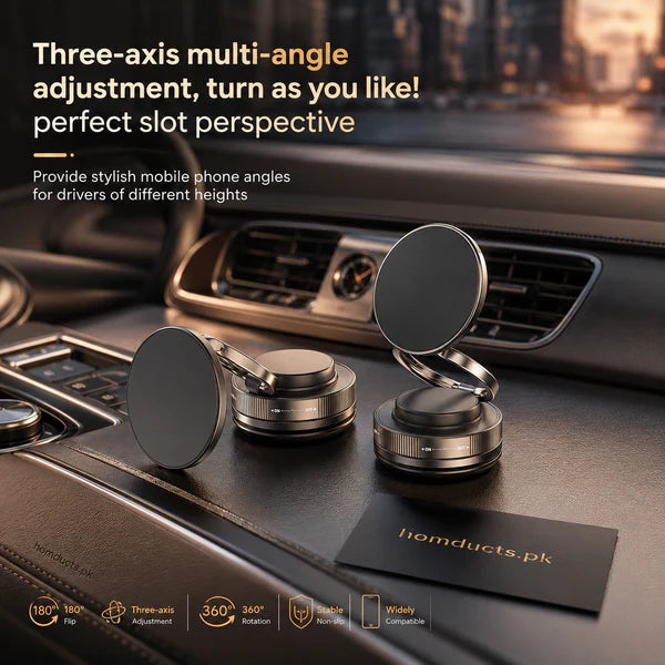 360° Rotating Magnetic Car Phone Holder – Strong Suction Dashboard Mount for All Smartphones