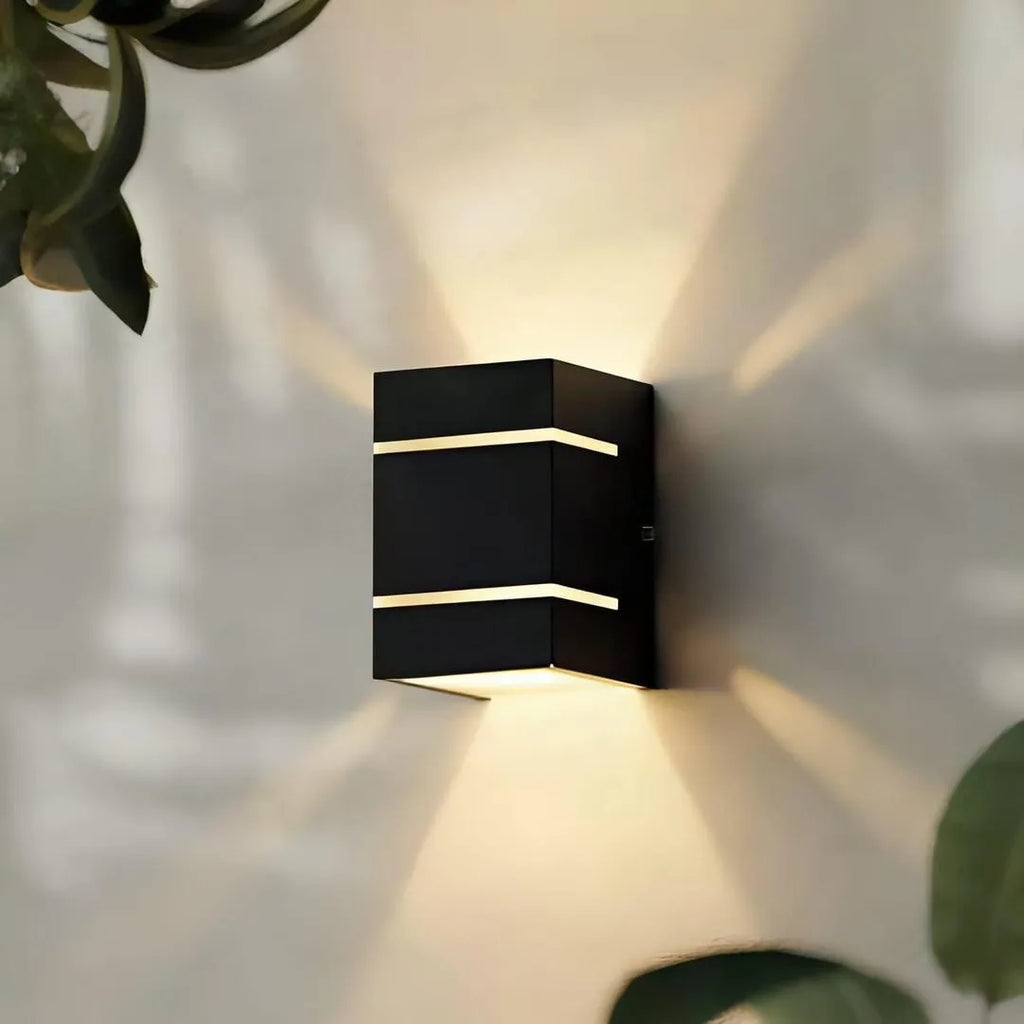 Modern Wall Lamp with Golden Light, Dark Brown MDF, 5.2x4.5x2" 5.0