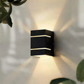 Modern Wall Lamp with Golden Light, Dark Brown MDF, 5.2x4.5x2" 5.0