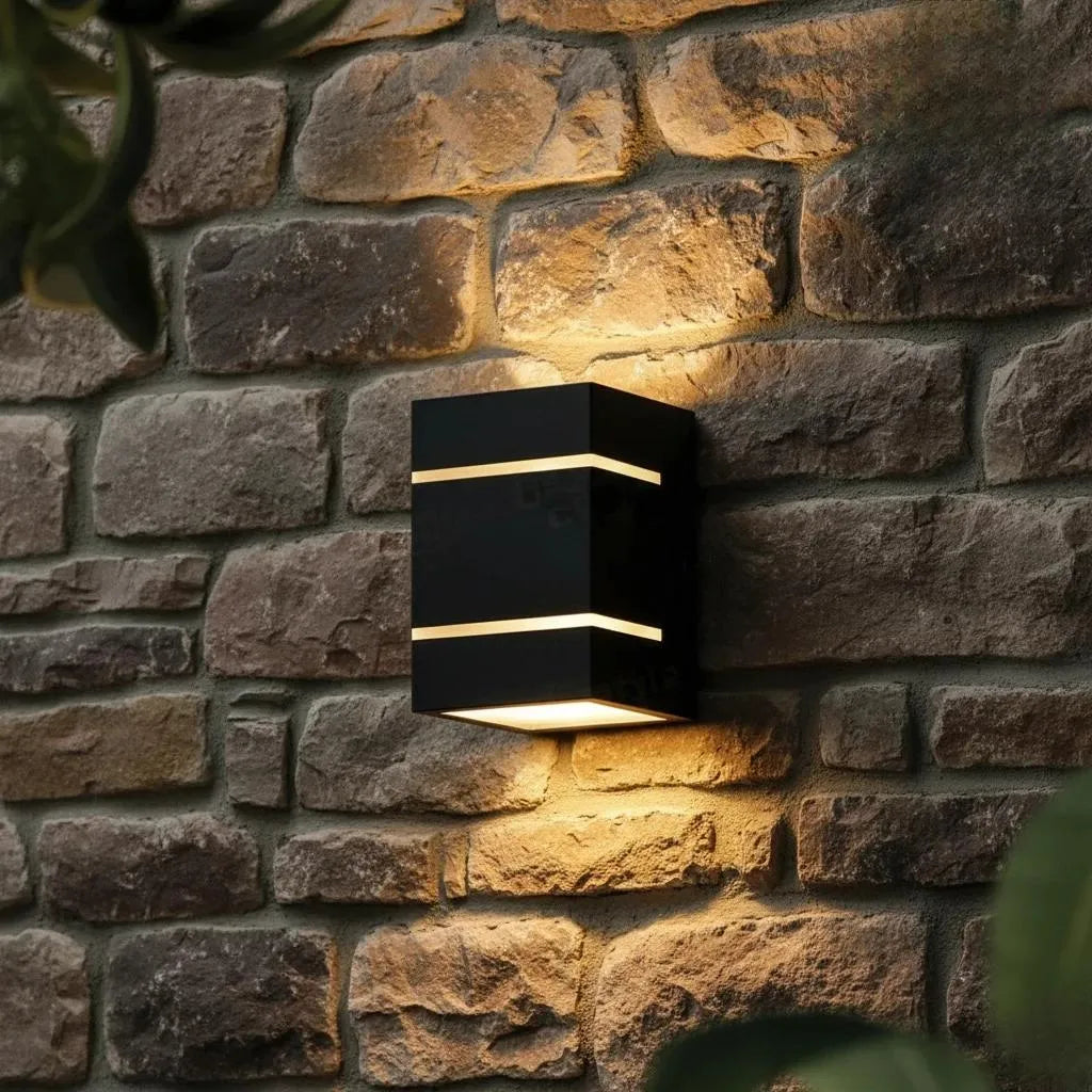 Modern Wall Lamp with Golden Light, Dark Brown MDF, 5.2x4.5x2" 5.0