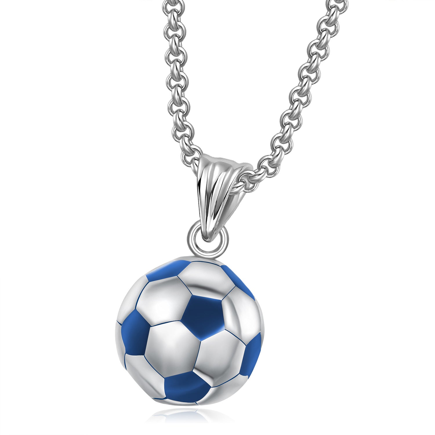 Football Necklace for Men Stainless Steel Gold Black Blue