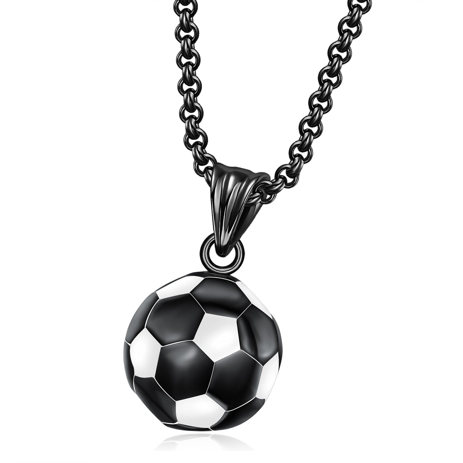 Football Necklace for Men Stainless Steel Gold Black Blue
